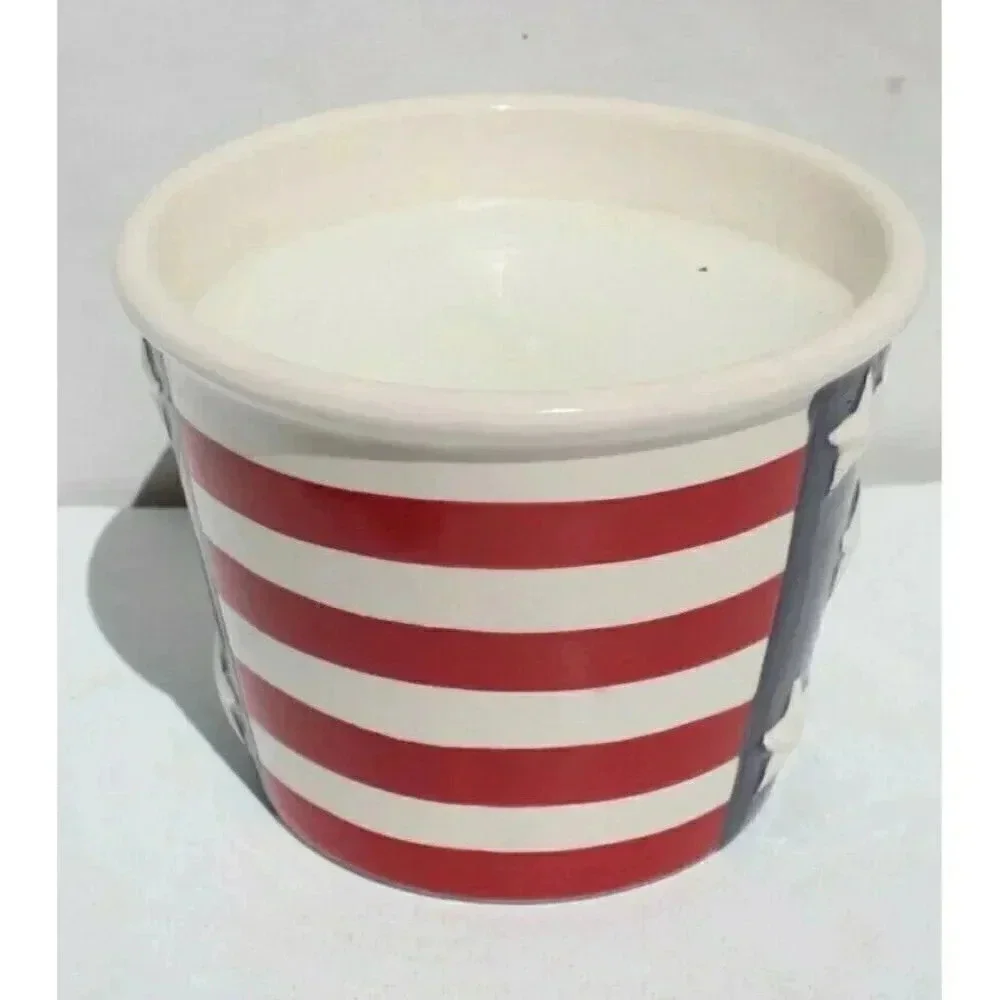 New Sur La Table Patriotic USA America Flag Stars & Stripes Bucket Candle